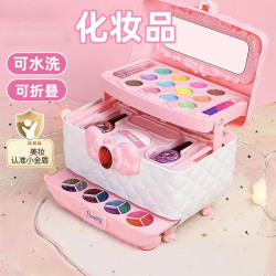 兒童化妝品台套裝玩具可水洗指甲油女孩彩妝盒手提包扮家家酒禮物