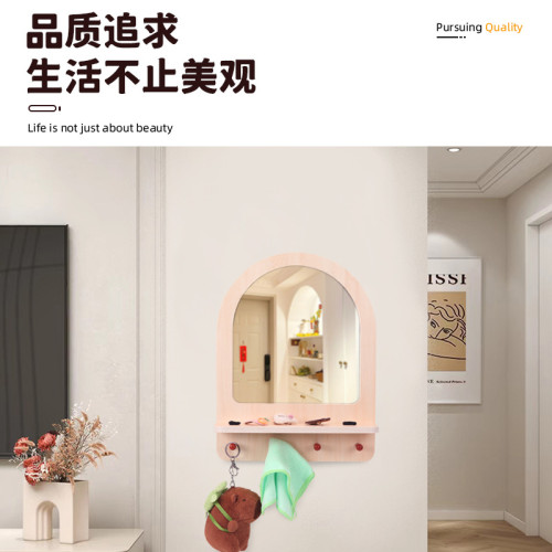 兒童北歐風仿真立體掛式木質化妝鏡梳妝台化妝飾品擺件扮家家酒玩具