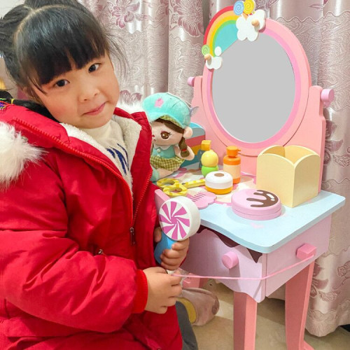 兒童家庭仿真親子互動梳妝台玩具男女孩化妝台木質扮家家酒套裝