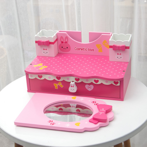 新款兒童木質化妝梳妝台公主女話粉紅玫紅色化妝品親子互動手玩具 新款兒童木質化妝梳妝台公主女話粉紅玫紅色化妝品親子互動手玩具