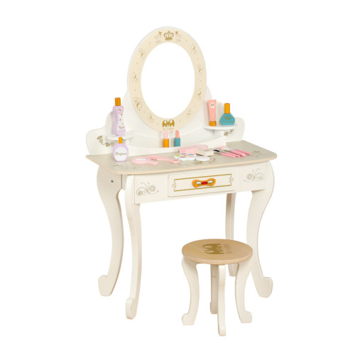 木製女孩梳妝台帶凳子扮家家酒兒童化妝台套餐寶寶模仿美妝禮物玩具 木製女孩梳妝台帶凳子扮家家酒兒童化妝台套餐寶寶模仿美妝禮物玩具