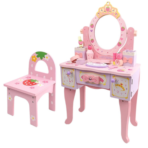 兒童木製扮家家酒角色扮演仿真皇冠梳妝台女孩小公主化妝台益智玩具 兒童木製扮家家酒角色扮演仿真皇冠梳妝台女孩小公主化妝台益智玩具