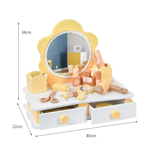 兒童房家庭仿真親子互動花型梳妝台玩具女孩化妝台木製扮家家酒套裝
