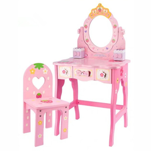 兒童仿真木製梳妝台公主化妝桌 扮家家酒男女孩美髮理髮店玩具套裝