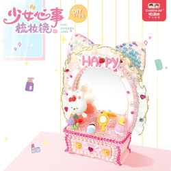 少女梳妝鏡兒童手工DIY梳妝台化妝鏡擺台奶油膠手工材料包禮物