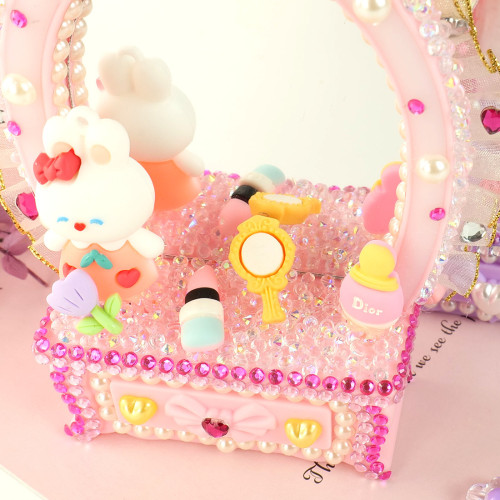 少女梳妝鏡兒童手工DIY梳妝台化妝鏡擺台奶油膠手工材料包禮物