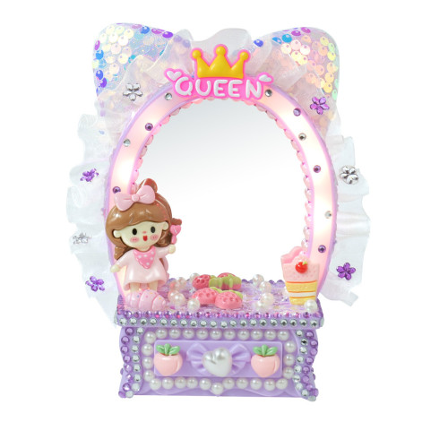 少女梳妝鏡兒童手工DIY梳妝台化妝鏡擺台奶油膠手工材料包禮物