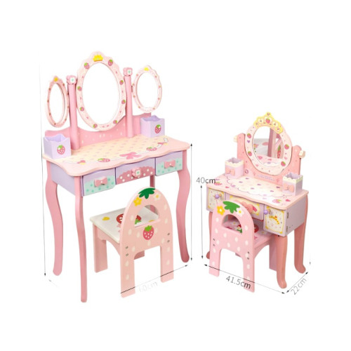 兒童木製仿真梳妝台玩具 女孩生日扮家家酒禮物 大號化妝台角色扮演