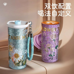 高檔純鈦Ti保溫杯高顔值咖啡杯女生吸琯水杯2025新款生日禮物鈦杯