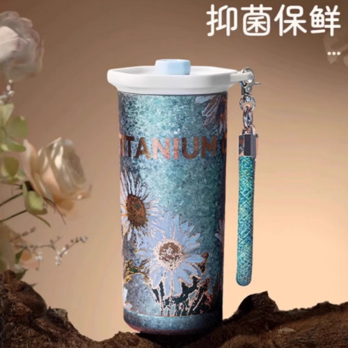 高檔純鈦Ti保溫杯高顔值咖啡杯女生吸琯水杯2025新款生日禮物鈦杯