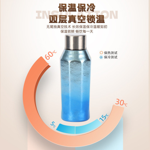 新款純鈦保溫杯可攜式八角杯高顔值鈦杯商務辦公禮品鈦杯禮品杯