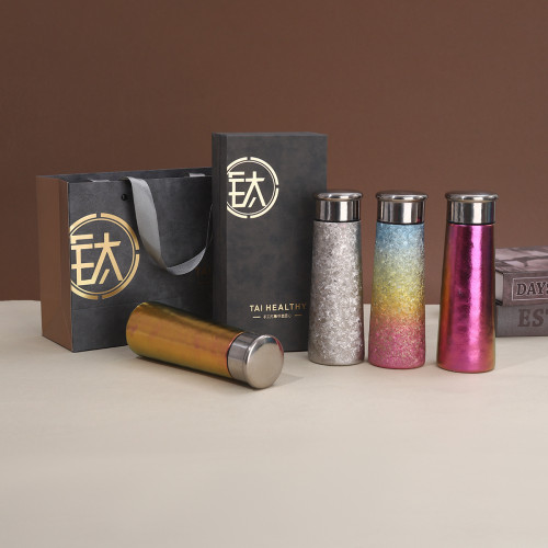 時尚輕奢純鈦保溫杯高顔值養生全鈦悶茶杯高級商務鈦杯禮盒套裝