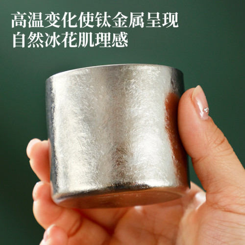 純鈦咖啡杯啤酒果汁杯家用情侶旅行高檔水杯冰花板指雙層鈦杯