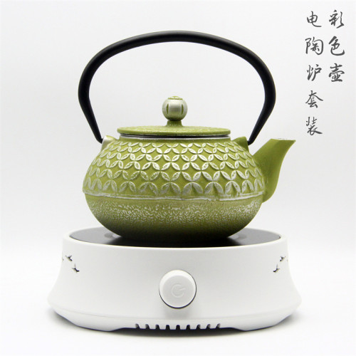 精美彩色鑄鐵壺歐式鐵茶壺家用煮水壺泡茶壺煮茶爐電陶爐茶具套裝