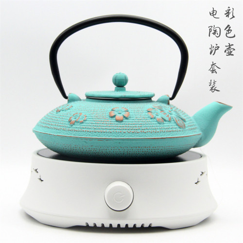 精美彩色鑄鐵壺歐式鐵茶壺家用煮水壺泡茶壺煮茶爐電陶爐茶具套裝