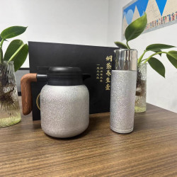 鍍鈦內膽保溫壺組合鈦杯耐酸堿防腐蝕燜茶壺鈦燜茶耐酸堿保溫壺