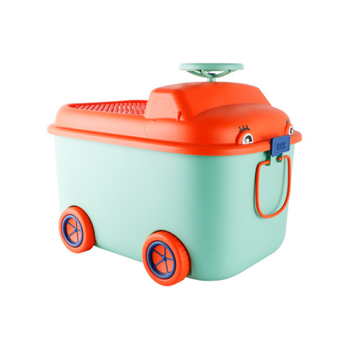 兒童玩具收納箱家用衣物塑膠筐子大容量儲物盒寶寶滑輪整理箱