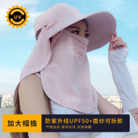 夏季遮陽防曬帽大簷防紫外線遮臉太陽帽子女士護臉可拆卸騎車盆帽