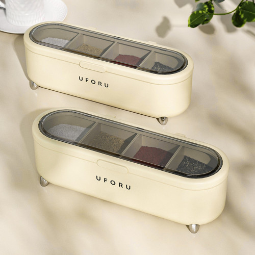 家用調料盒食品級輕奢帶蓋防潮台面大容量分格塑膠調料罐廚房用品