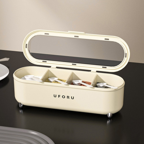 家用調料盒食品級輕奢帶蓋防潮台面大容量分格塑膠調料罐廚房用品