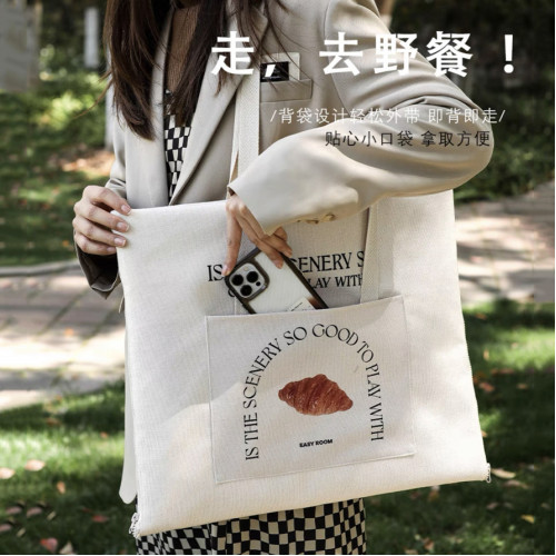 拉鍊款野餐墊雙面防水防潮墊多功能戶外折疊收納野餐ins地墊可攜式