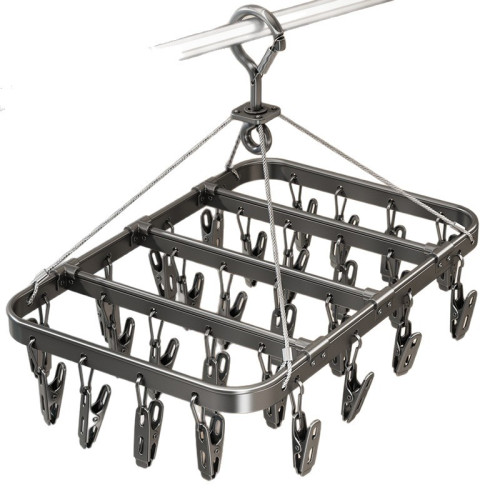 不鏽鋼鋁合金晾襪子嬰兒晾曬衣架多夾子內衣內褲掛鉤神器家用陽台