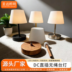 氛圍感臥室床頭台燈裝飾擺件小夜燈創意dc接頭直插無線金屬照明燈