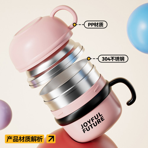 304不鏽鋼飯碗食堂打飯上班族不鏽鋼帶蓋保溫飯盒學生快餐泡麵杯