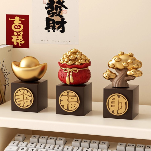 金元寶發財樹招財辦公室桌面治瘉系小擺件工位情緒穩定器生日禮物