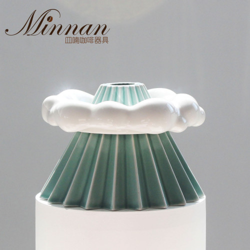 原創嵐山雲棲V60陶瓷小號折紙手沖咖啡漏鬥濾杯白雲濾托