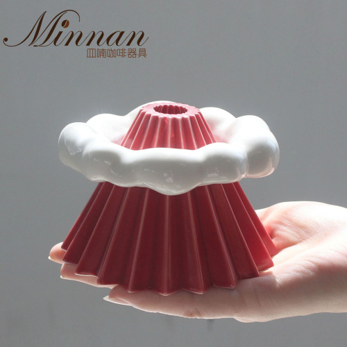 原創嵐山雲棲V60陶瓷小號折紙手沖咖啡漏鬥濾杯白雲濾托