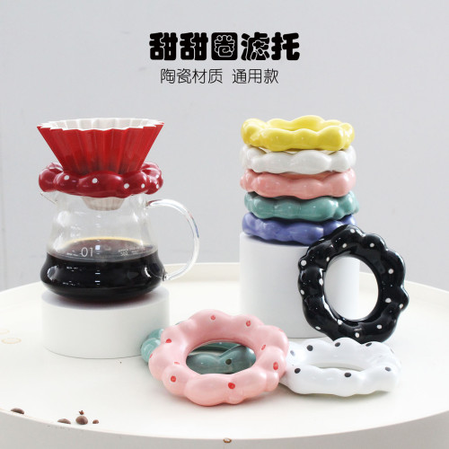 原創嵐山雲棲V60陶瓷小號折紙手沖咖啡漏鬥濾杯白雲濾托