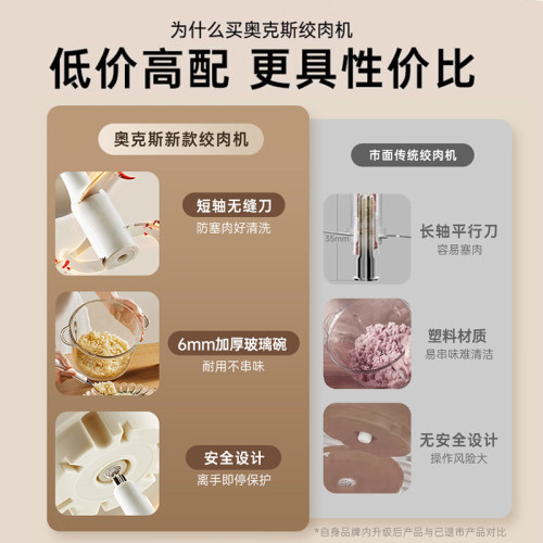 奧克斯絞肉機家用電動小型多功能料理機打肉餡蒜泥蓉攪拌辣椒碎