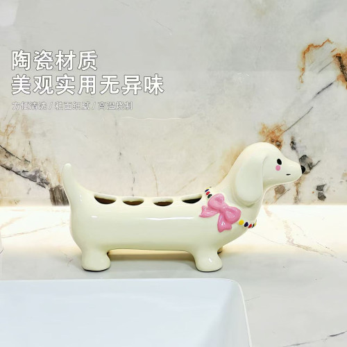 創意牙刷座化妝刷眉筆收納架厠所衛生間牙刷架放置牙具陶瓷