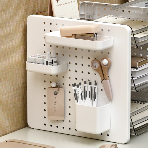 桌面洞洞板收納盒文具化妝品置物架書桌辦公室工位文件整理架