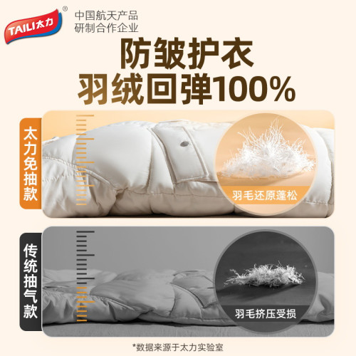 太力新款弧形掛式壓縮袋羽絨服側拉吊掛式真空壓縮收納袋西裝收納