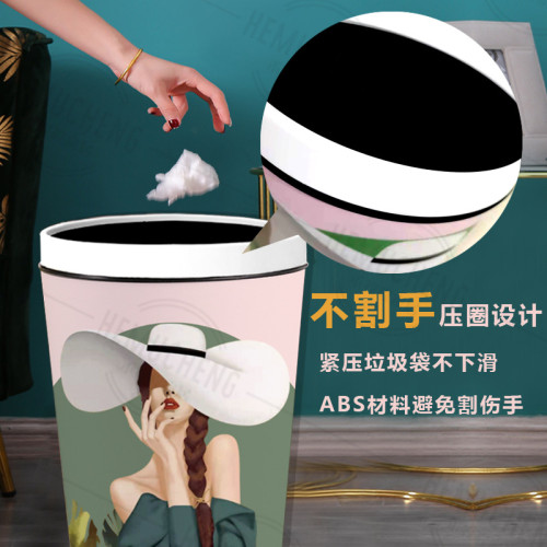 懶角落垃圾桶家用客廳輕奢臥室簡約厠所衛生間廚房無蓋帶壓圈紙簍