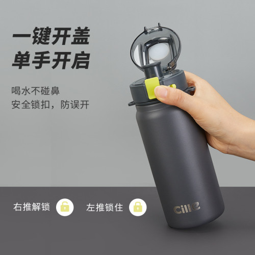 希樂保溫杯帶吸琯316不鏽鋼水杯學生水壺運動杯子戶外森林綠可攜式 希樂保溫杯帶吸琯316不鏽鋼水杯學生水壺運動杯子戶外森林綠可攜式