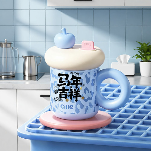 熱轉印希樂保溫杯女生可愛雪頂馬克杯2026馬年吉祥 熱轉印希樂保溫杯女生可愛雪頂馬克杯2026馬年吉祥