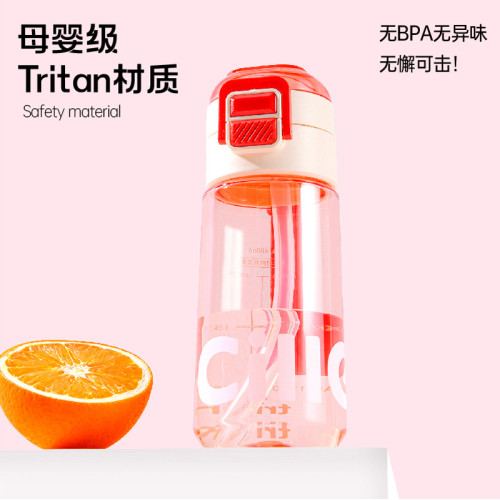希樂水杯男女學生tritan塑膠運動杯子吸琯杯兒童夏季可攜式雙飲水壺