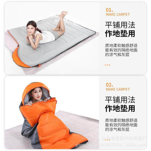 春夏秋三季戶外旅行睡袋成人露營野營睡袋 單人睡袋 信封帶帽睡袋