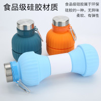 運動水壺650ml可攜式戶外跑步健身啞鈴運動水瓶創意矽膠折曡水壺杯