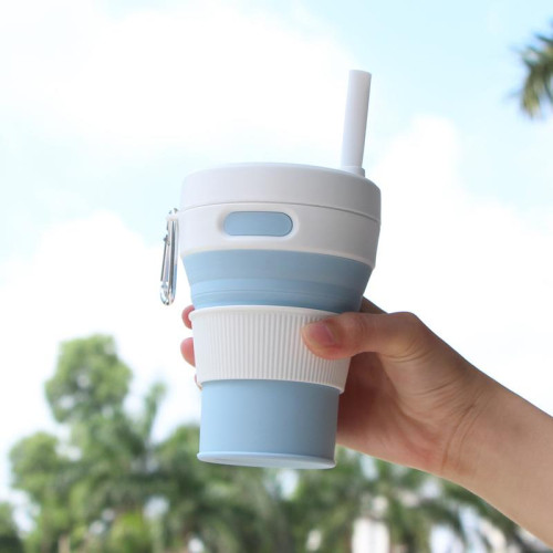 矽膠折疊咖啡杯戶外可攜式折疊伸縮壓縮水杯旅行杯折疊水壺吸琯杯
