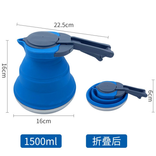 矽膠1.5l折疊燒水壺 創意戶外燒水壺露營folding kettle