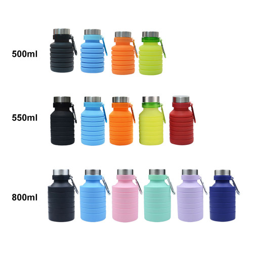 550ml/800ml創意矽膠折疊水壺跑步健身登山旅行戶外運動可攜式水杯