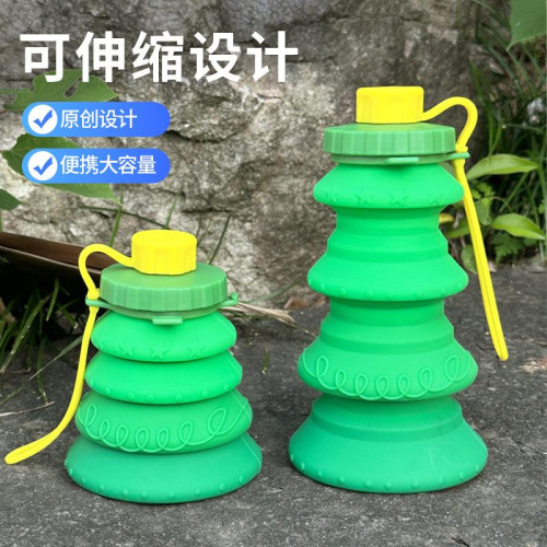 創意新款食品級矽膠折曡水壺便捷戶外運動水杯南瓜聖誕樹造型水壺
