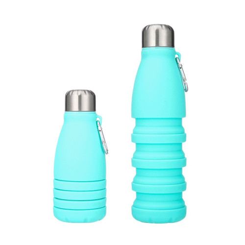 新款鉑金級矽膠伸縮可樂瓶戶外運動折曡水壺550ml水杯子