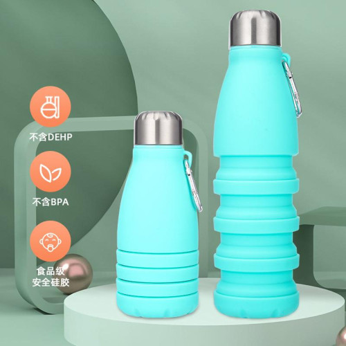 新款鉑金級矽膠伸縮可樂瓶戶外運動折曡水壺550ml水杯子