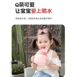 水杯女生高顔值矽膠吸琯雙飲口耐摔耐高溫可斜背外出攜帶折疊水壺