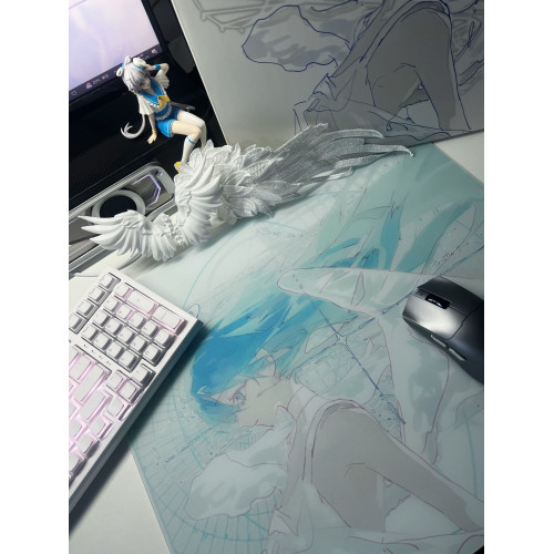 LUMEN 清 塗層速度二次元鋼化玻璃滑鼠墊女生電競遊戯FPS專用大號